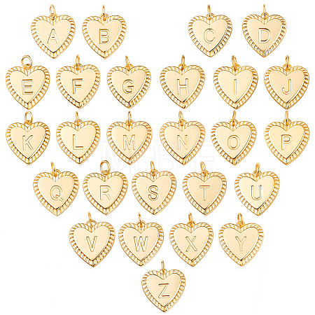 1Bag Brass Initial Pendants KK-BBC0026-11-1