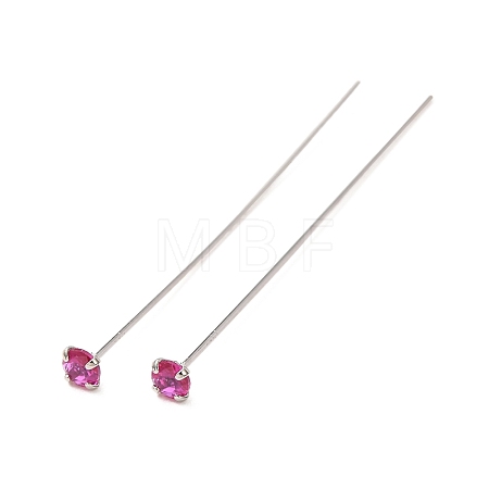 Brass Micro Pave Cubic Zirconia Stud Earring Findings CU-CBA4618-01P-03-1