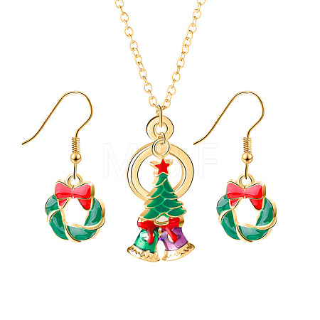 Christmas Alloy Enamel Pendant Necklaces & Dangle Earrings FS-WG15A06-08-1