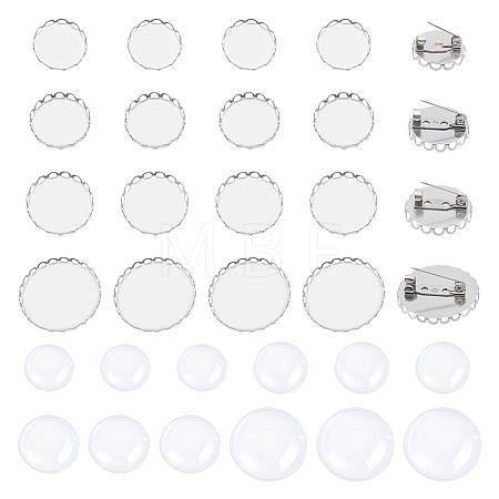 DIY Blank Dome 304 Stainless Steel Brooch Making Kit DIY-UN0056-14-1