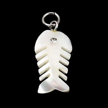 Natural White Shell & Crystal Rhinestone Pendants SH-CBAC52B-01E-1