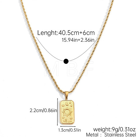 304 Stainless Steel Tarot Card Pendant Necklaces WG777F6-04-1