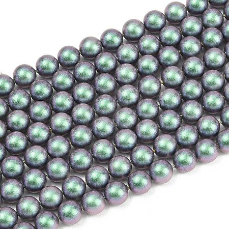Frosted Glass Pearl Beads Strands GLAA-A044-08A-15-1