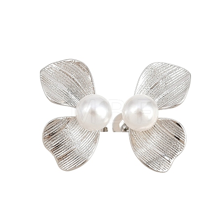 Leaf Brass Stud Earrings EJEW-D351-02P-1