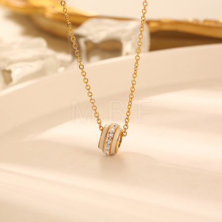 Round with Rhinestone Pendant Necklaces VA3109-3-1