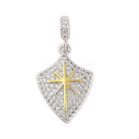 Rack Plating Brass Micro Pave Clear Cubic Zirconia Pendants X-KK-S380-37D-P-1
