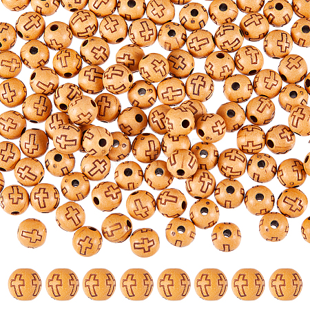 600Pcs Imitation Wood Acrylic Beads SACR-DC0001-10-1