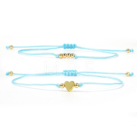 2Pcs 2 Styles Bohemian Brass Beads Braided Bead Bracelets BT1454-6-1