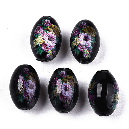 Printed & Spray Painted Opaque Glass Beads LS-GLAA-S047-07B-D02-1