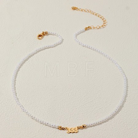 Alloy Number 333 Pendant Resin Imitation Pearl White Round Beaded Necklaces for Women FS-WGE7FDC-03-1