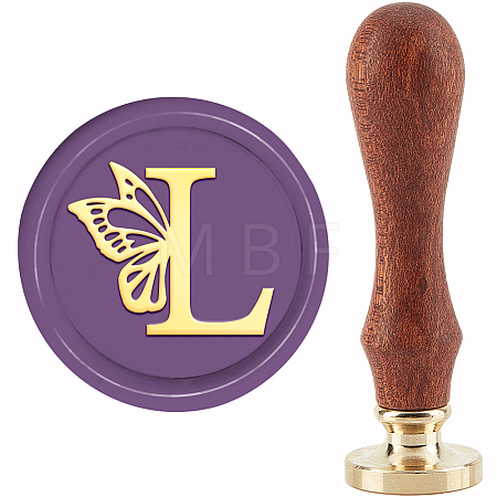 Brass Wax Seal Stamp with Handle AJEW-WH0184-0673-1