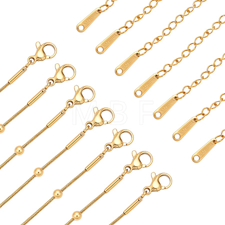 20Pcs Stainless Steel Round Snake Chain Necklaces with Ball NJEW-OC0001-08G-1