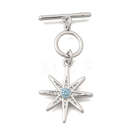 Brass Pave Cubic Zirconia Toggle Clasps KK-N289-09P-1
