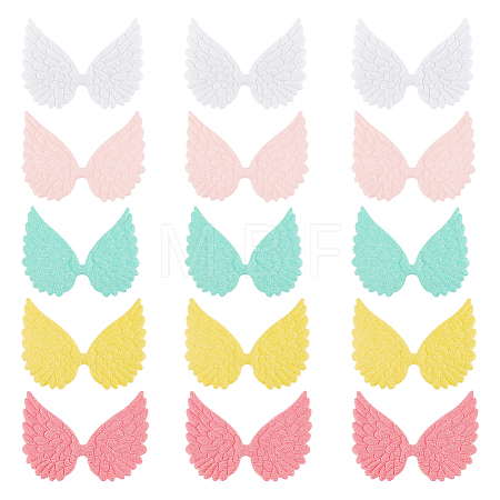 AHADEMAKER 50Pcs 5 Colors Cloth Embossed Wing Ornament Accessories FIND-GA0002-54-1