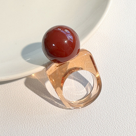 Resin Round Bead Finger Rings FS-WG38F74-09-1