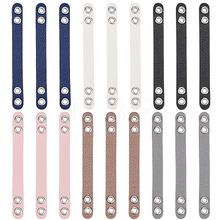 18Pcs 6 Colors Imitation Leather Bag Webbing Straps with Silver Color Plated Metal Eyelets for Bag Accessories DIY-NB0016-35-1