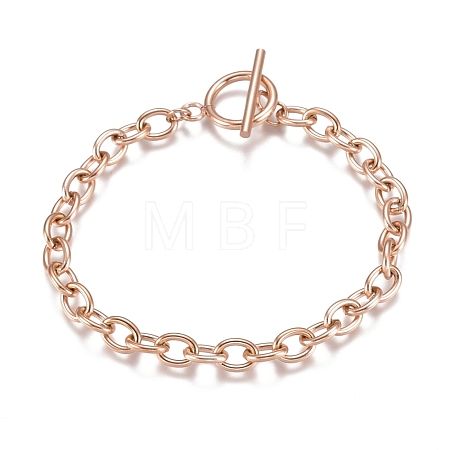 Unisex 304 Stainless Steel Cable Chain Bracelets BJEW-P245-39RG-1