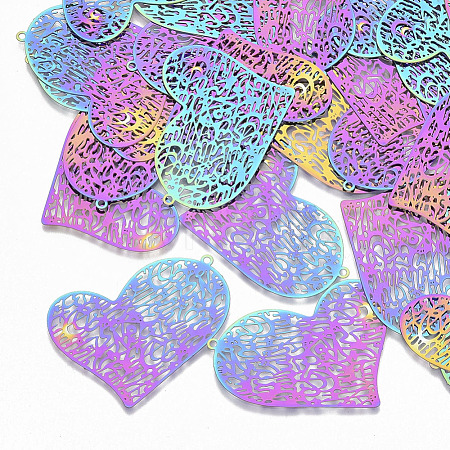 Ion Plating(IP) 201 Stainless Steel Filigree Pendants X-STAS-S108-76-1