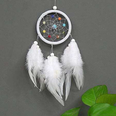 Plastic Woven Net/Web with Feather Pendant Decorations PW23011186337-1