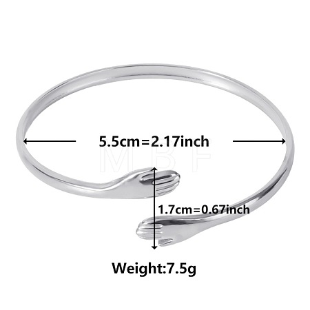 Non-Tarnish Elegant and Stylish Design Palm/Hug 304 Stainless Steel Cuff Bangles for Women KC2455-1-1