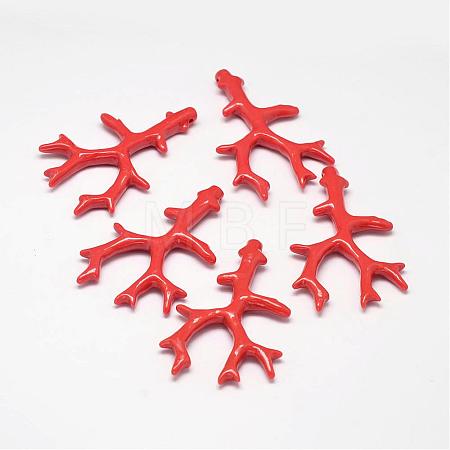 Branch Dyed Synthetical Coral Big Pendants CORA-L041-01B-1