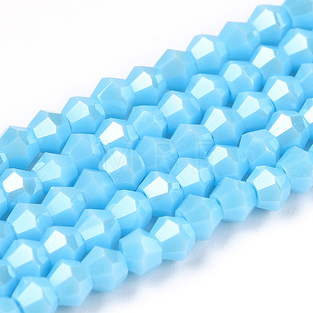 Opaque Solid Color Electroplate Glass Beads Strands EGLA-A039-P2mm-A12-1