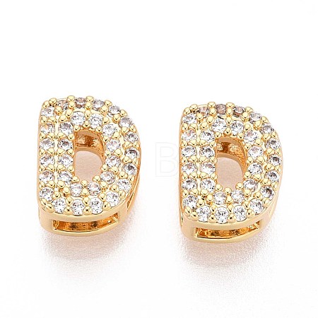Brass Micro Pave Clear Cubic Zirconia Beads KK-T071-17G-D-1