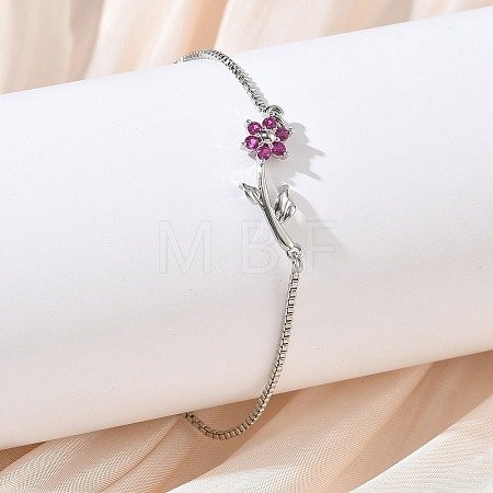 Adjustable Brass Micro Pave Clear Cubic Zirconia Box Chain Slider Bracelets BJEW-C156-09P-04-1