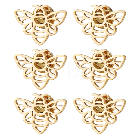 6Pcs Bees 304 Stainless Steel Lapel Pin Backs for Backpack Clothes JEWB-FH0003-11G-1