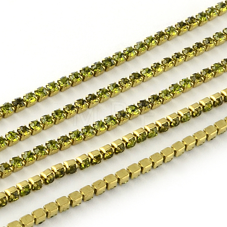 Nickel Free Raw(Unplated) Brass Rhinestone Strass Chains CHC-R119-S6-03C-1-1