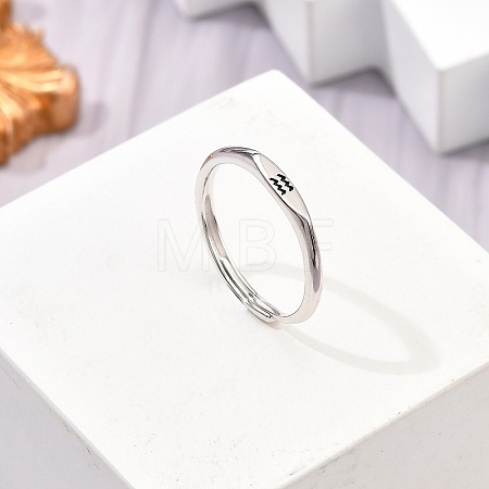Rhodium Plated 925 Sterling Silver Adjustable Rings RJEW-S397-01P-10-1