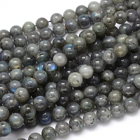 Natural Labradorite Round Bead Strands G-O087-04-8mm-1
