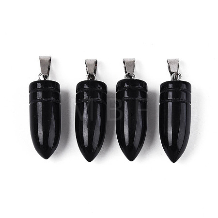Natural Obsidian Pendants G-N349-16P-01-1