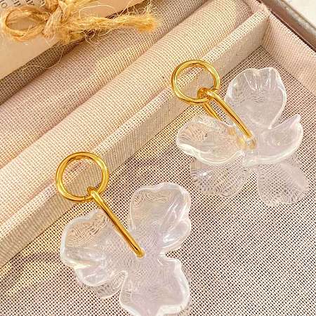 304 Stainless Steel Acrylic Stud Dangle Earrings WG2A1B2-03-1