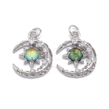 Brass Micro Pave Clear Cubic Zirconia Glass Pendants ZIRC-C024-06P-04-1