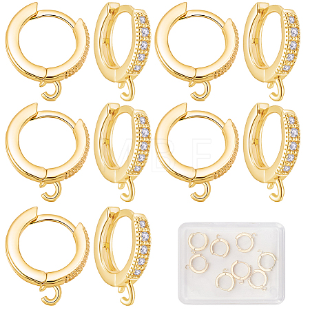 12Pcs Brass Huggie Hoop Earring Findings KK-CN0003-37-1