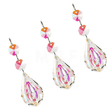 3Pcs Crystal Glass Hanging Sun Catcher AJEW-TADJ0001-08D-1