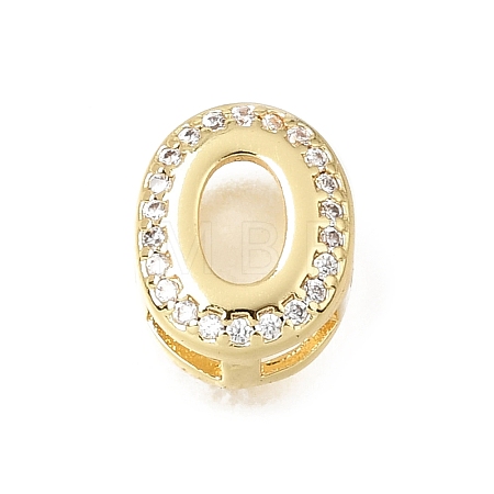 Brass Micro Pave Clear Cubic Zirconia Initial Spacer Bars KK-E802-34G-O-1