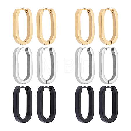 12Pcs 3 Colors 316 Stainless Steel Hoop Earrings EJEW-UN0003-23B-1
