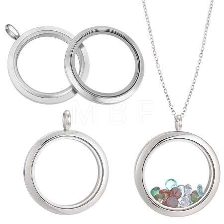 4Pcs Stainless Steel Locket Pendants STAS-BBC0010-31A-1