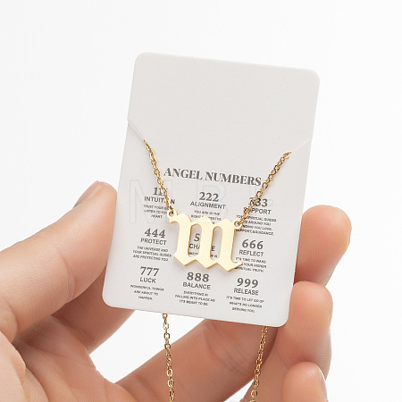 201 Stainless Steel Angel Number Pendant Necklaces for Women FS-WG21275-01-1