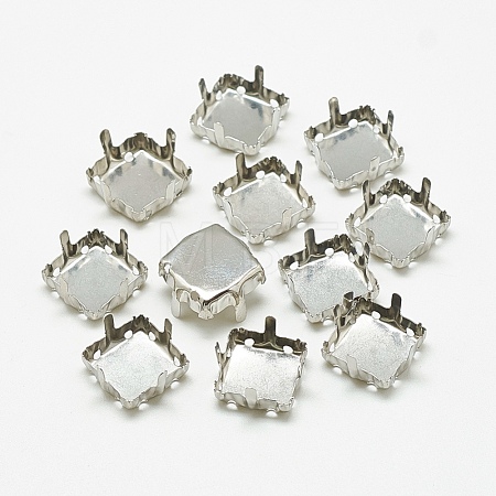 Non-Tarnish 201 Stainless Steel Sew on Prong Settings STAS-T032-08-10mm-1