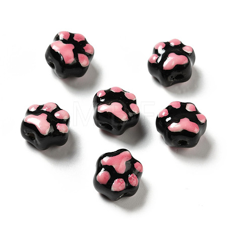Handmade Printed Porcelain Beads PORC-F005-02B-1