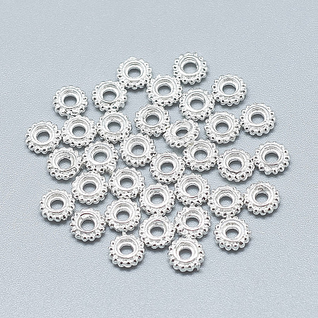 925 Sterling Silver Granulated Spacer Beads STER-T002-73S-1