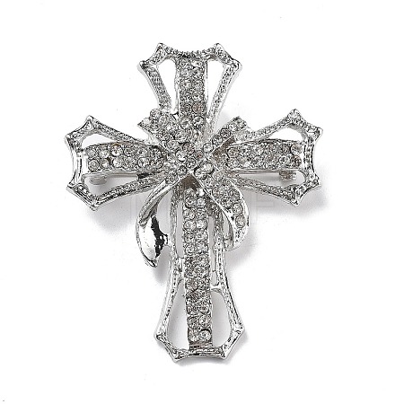 Cross Alloy Rhinestone Brooch Pins LS-JEWB-Z034-06P-02-1