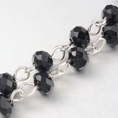 Handmade Rondelle Glass Beads Chains for Necklaces Bracelets Making AJEW-JB00121-03-1