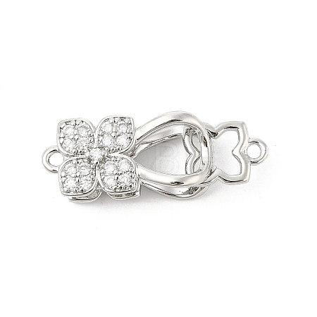 Brass Micro Pave Clear Cubic Zirconia Interlocking Clasps KK-U059-16P-1
