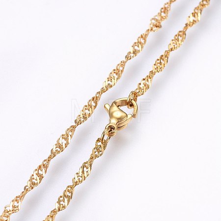 304 Stainless Steel Singapore Chain Necklaces MAK-L015-25D-1