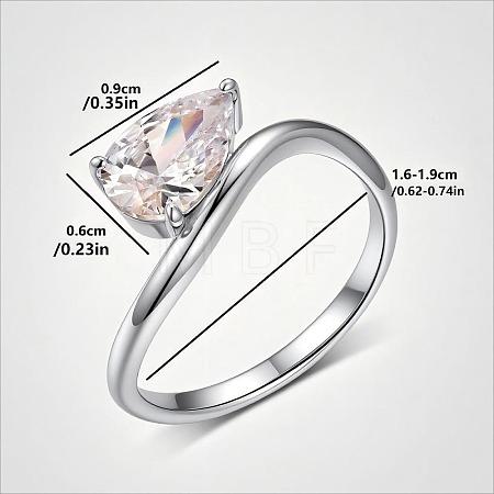 Brass Pave Single Cubic Zirconia Finger Rings for Women ZK8046-4-1