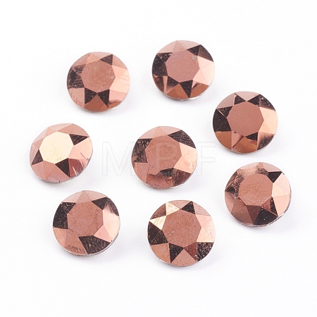 Pointed Back & Back Plated Glass Rhinestone Cabochons RGLA-J012-8mm-001RG-1